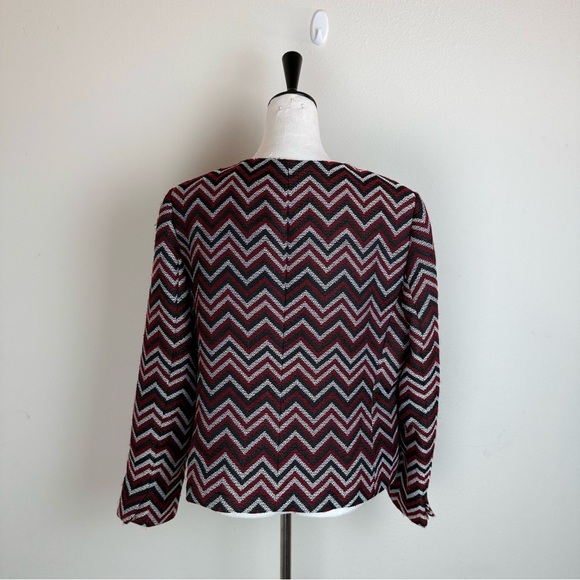 Tahari Arthur S. Levine Chevron Blazer‎ Jacket 14P Petite Red Black - Picture 3 of 8